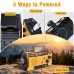 Emergency Crank Weather Radio: AM/FM/NOAA Weather Radio with 3 Built-in Cable - Hand Crank Radio with 2000mAh, Solar Charge, Hand Crank & Battery Operated, SOS Alarm, Flashlight for Outdoor Emergency