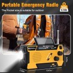 Emergency Crank Weather Radio: AM/FM/NOAA Weather Radio with 3 Built-in Cable - Hand Crank Radio with 2000mAh, Solar Charge, Hand Crank & Battery Operated, SOS Alarm, Flashlight for Outdoor Emergency