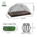 Naturehike Mongar 2 Person Backpacking Tent, 3 Season Two Person Tent, Double Layer Free Standing Tents for Backpacking, Camping Hiking Cycling