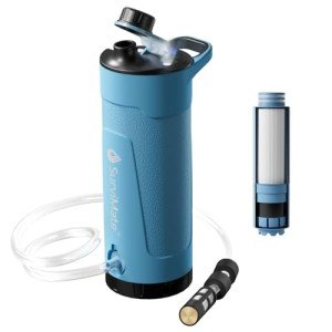 SurviMate Electric Water Purifier Survival,Portable Water Filter Bottle for Survival,0.01μm 22 Ounces with Emergency Lighting, NSF/ANSI 42&372 Certified,Bottle with Filter for Hiking, Camping, Travel