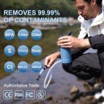 SurviMate Electric Water Purifier Survival,Portable Water Filter Bottle for Survival,0.01μm 22 Ounces with Emergency Lighting, NSF/ANSI 42&372 Certified,Bottle with Filter for Hiking, Camping, Travel