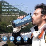 SurviMate Electric Water Purifier Survival,Portable Water Filter Bottle for Survival,0.01μm 22 Ounces with Emergency Lighting, NSF/ANSI 42&372 Certified,Bottle with Filter for Hiking, Camping, Travel