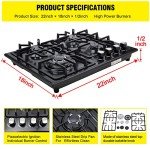 FORIMO Gas Cooktop 22Inch，Built in Gas Cooktop 4 Burners Stainless Steel Stove with NG/LPG Conversion Kit Thermocouple Protection and Easy to Clean