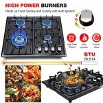 FORIMO Gas Cooktop 22Inch，Built in Gas Cooktop 4 Burners Stainless Steel Stove with NG/LPG Conversion Kit Thermocouple Protection and Easy to Clean