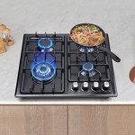 FORIMO Gas Cooktop 22Inch，Built in Gas Cooktop 4 Burners Stainless Steel Stove with NG/LPG Conversion Kit Thermocouple Protection and Easy to Clean