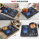 FORIMO Gas Cooktop 22Inch，Built in Gas Cooktop 4 Burners Stainless Steel Stove with NG/LPG Conversion Kit Thermocouple Protection and Easy to Clean
