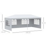 Outsunny 10' x 20' Large Party Tent, Outdoor Event Shelter, Gazebo Canopy with 4 Removable Window Sidewalls for Weddings, White