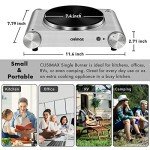 Hot Plate, CUSIMAX Electric Burner 1500W Hot Plate Cooking Single Burner Electric Stove with Heat-up in Seconds Adjustable Temperature Control Silver Stainless Steel Body, Your Kitchen Assistant