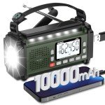 PRUNUS 10000mAh Hand Crank Radio Solar, Battery Powered and USB Charging Emergency Radio, NOAA Weather Radio AM/FM/SW, Torch& Reading Light, SOS Alarm, Power Bank, Compass for Camping 924