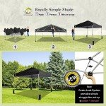 CROWN SHADES 10x10 Pop Up Canopy - Beach Tent with One Push Setup - Easy Outdoor Sun Shade for Events, Parties, Camping - Gazebo with STO-N-Go Cover Bag, Silver Coated Top, Black