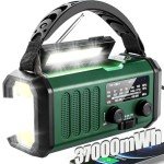 QAUYYW Hand Crank Emergency Radio,37000mWhSolar Powered Hand Crank Portable NOAA AM FM Weather Radio with 3Mode Flashlight and Reading Light,Cell Phone Charger,Home and Emergency Distress Signal