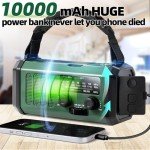 QAUYYW Hand Crank Emergency Radio,37000mWhSolar Powered Hand Crank Portable NOAA AM FM Weather Radio with 3Mode Flashlight and Reading Light,Cell Phone Charger,Home and Emergency Distress Signal