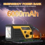 Emergency Radio Hand Crank Radio, 6000mAh AM/FM Weather Radio NOAA Alert with Battery Backup, NOAA Weather Radio with Phone Charger,3 Flashlight Modes,Reading Lamp,SOS Alarm for Emergency,Hurricane