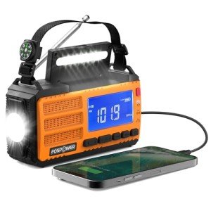 FosPower Emergency Weather Radio (Model D8) NOAA/AM/FM with 37000mWh Portable Power Bank, USB/Solar/Hand Crank Charging, SOS Alarm & Flashlight for Indoor/Outdoor Emergency