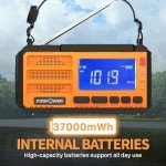 FosPower Emergency Weather Radio (Model D8) NOAA/AM/FM with 37000mWh Portable Power Bank, USB/Solar/Hand Crank Charging, SOS Alarm & Flashlight for Indoor/Outdoor Emergency