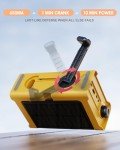 Emergency Weather Radio with Solar & Crank Power – AM/FM/NOAA, LED Flashlight, Reading Light, USB Charging & SOS – Survival Gear for Power Outages & Storms (Yellow)