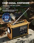 Emergency Weather Radio with Solar & Crank Power – AM/FM/NOAA, LED Flashlight, Reading Light, USB Charging & SOS – Survival Gear for Power Outages & Storms (Yellow)