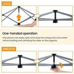 Yaheetech Pop Up Canopy Tent with Backpack, 10x10 Base Portable Easy One Person Setup Folding Shelter Compact Lightweight Slant Leg Canopy with 1 Sidewall, 8x8 Top, White