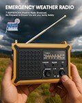 Emergency Weather Radio with Solar & Crank Power – AM/FM/NOAA, LED Flashlight, Reading Light, USB Charging & SOS – Survival Gear for Power Outages & Storms (Yellow)