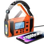 Emergency Radio,37000mWh Hand Crank Radio, Solar, NOAA/AM/FM Weather,5 Charging Methods, Polymer Battery, Flashlight & Reading Lamp, SOS Alarm, Camping Compass,Outdoors Mobile Power Bank