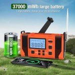 Emergency Radio,37000mWh Hand Crank Radio, Solar, NOAA/AM/FM Weather,5 Charging Methods, Polymer Battery, Flashlight & Reading Lamp, SOS Alarm, Camping Compass,Outdoors Mobile Power Bank