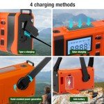 Emergency Radio,37000mWh Hand Crank Radio, Solar, NOAA/AM/FM Weather,5 Charging Methods, Polymer Battery, Flashlight & Reading Lamp, SOS Alarm, Camping Compass,Outdoors Mobile Power Bank
