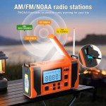 Emergency Radio,37000mWh Hand Crank Radio, Solar, NOAA/AM/FM Weather,5 Charging Methods, Polymer Battery, Flashlight & Reading Lamp, SOS Alarm, Camping Compass,Outdoors Mobile Power Bank