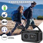 44400mWh/12000mAh Emergency Weather Radio, Hand Crank Radio Solar Radio Portable AM/FM/NOAA Radio with 2 Solar Panels 3 Charging Methods SOS Alarm 3 Mode Flashlight Phone Charger Compass Reading Lamp