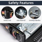 SHINESTAR Dual Fuel Stove with Butane & Propane Compatibility, Portable Camping Stove for Outdoor Cooking, Propane Adapter Hose and Carrying Case Included, 7800 BTUs Output