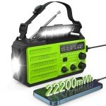 Emergency Radio 22200mWh Solar Hand Crank Emergency Radio: AM/FM/NOAA Weather Radio with Phone Charger, Flashlight & Reading Lamp, Headphone Jack, SOS Alarm for Home Survival Hurricane
