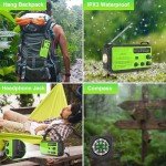 Emergency Radio 22200mWh Solar Hand Crank Emergency Radio: AM/FM/NOAA Weather Radio with Phone Charger, Flashlight & Reading Lamp, Headphone Jack, SOS Alarm for Home Survival Hurricane