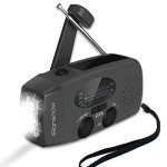 iRonsnow Solar Emergency NOAA Weather Radio Dynamo Hand Crank Self Powered AM FM WB Radios 3 LED Flashlight 2000mAh USB Smart Phone Charger Power SOS Alarm (Black)