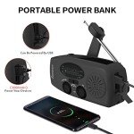 iRonsnow Solar Emergency NOAA Weather Radio Dynamo Hand Crank Self Powered AM FM WB Radios 3 LED Flashlight 2000mAh USB Smart Phone Charger Power SOS Alarm (Black)