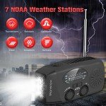 iRonsnow Solar Emergency NOAA Weather Radio Dynamo Hand Crank Self Powered AM FM WB Radios 3 LED Flashlight 2000mAh USB Smart Phone Charger Power SOS Alarm (Black)