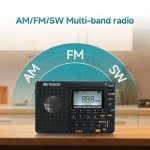 Retekess V115 Shortwave Radio, Digital Radio AM FM, Shortwave Receiver with 1000mAh Rechargeable Battery, Presets, TF/AUX Playback and Recording, Bass Speaker, for Camping