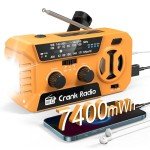 Hand Crank Emergency Weather Radio - NOAA Weather Radio with 7400mWh Power Bank, Battery Operated/USB/Solar/Hand Crank Charging, 3 LED Flashlight & SOS Alarm, for Hurricane Tornado Survival Gear