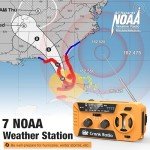 Hand Crank Emergency Weather Radio - NOAA Weather Radio with 7400mWh Power Bank, Battery Operated/USB/Solar/Hand Crank Charging, 3 LED Flashlight & SOS Alarm, for Hurricane Tornado Survival Gear