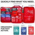 SurviveX Large First Aid Kit for Car, Travel & Home - Emergency Kit for Hiking, Camping, Backpacking and Outdoors - Includes Zip Stitch Wound Closure Strips - FSA HSA Approved