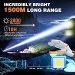 Rechargeable Tactical Flashlights 20000 High Lumens - 1500 Meters Long Beam Super Bright LED Magnetic Flashlight USB Zoomable 5Modes Small Long Beam Spotlight Flashlight for Hiking, Camping