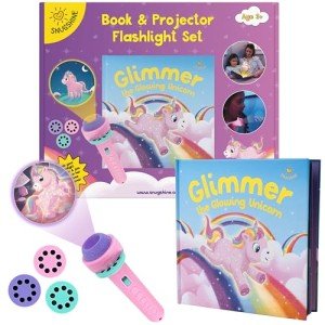 Glimmer the Glowing Unicorn Book & Flashlight Torch Projector Set, Unicorn Books for Girls Ages 3, 4, 5, 6, 7, 8, 9, 10, Book and Flashlight Set, Flashlight Books for Kids