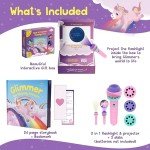 Glimmer the Glowing Unicorn Book & Flashlight Torch Projector Set, Unicorn Books for Girls Ages 3, 4, 5, 6, 7, 8, 9, 10, Book and Flashlight Set, Flashlight Books for Kids