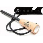The Friendly Swede Ferro Rod Fire Starter Tool — Flint and Steel Fire Starter Survival Tool with Wooden Handle; Weatherproof Firestarter for Camping, Hiking & BBQs; Compact with Optimal Grip