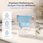 Waterdrop Water Filter Pitcher, 200-Gallon Long-Life, Countertop NSF Certified Water Purifier, Replaces 6,400 Plastic Water Bottles a Year, Reduces Chlorine, PFOA/PFOS, 7-Cup, Blue