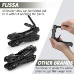 FLISSA 16-in-1 Stainless Steel Multi Tool, Gift for Dad, EDC Multitool with Pocket Knife, Pliers, Belt Clip and Oxford Sheath, Self-locking Utility Multi-Tool for Camping Survival Outdoor