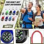 25 Pack Compass for Kids Hiking and Survival Small Mini Pocket Compasses Keychain Lanyard Boy Scout Party Favor Toy Set, Bulk