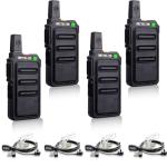 Retevis RT19 Walkie Talkie Earpiece with Mic, 2 Way Radios Walkie Talkies Long Range, 1300mAh, VOX Handsfree, Mini, Small, Compact Two Way Radio for Adults Family Outdoor Skiing Agriculture(4 Pack)