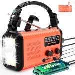 20000mAh Emergency Radio, Hand Crank NOAA Weather Radio with AM FM, Flashlight, Solar Powered, Fast USB-A/Type-C Charging, Reading Lamp, Headphone Jack, Compass, SOS Alarm Home & Outdoor