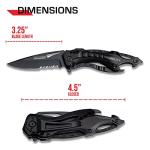 Tac-Force Folding Pocket Knife, 3.25-inch Serrated Blade, Black Aluminum Handle, 7.75-inch Overall Length TF-705BK