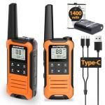 Walkie Talkies Long Range for Adults, Rechargeable Walkie Talkie Baofeng F22 FRS Radio Walky Talky Family Walkie-Talkie with 1400 mAh Battery USB Charger LED Flashlight VOX for Hiking Camping (2 Pack)