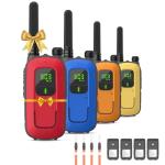 Radioddity FS-T3 Walkie Talkies for Adults Kids Long Range 4 Pack Rechargeable Walky Talky FRS Two Way Radio, 22 Channels USB Charging with Flashlight Earpiece for Camping